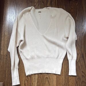 Free People Cream V-Neck Women's Sweater